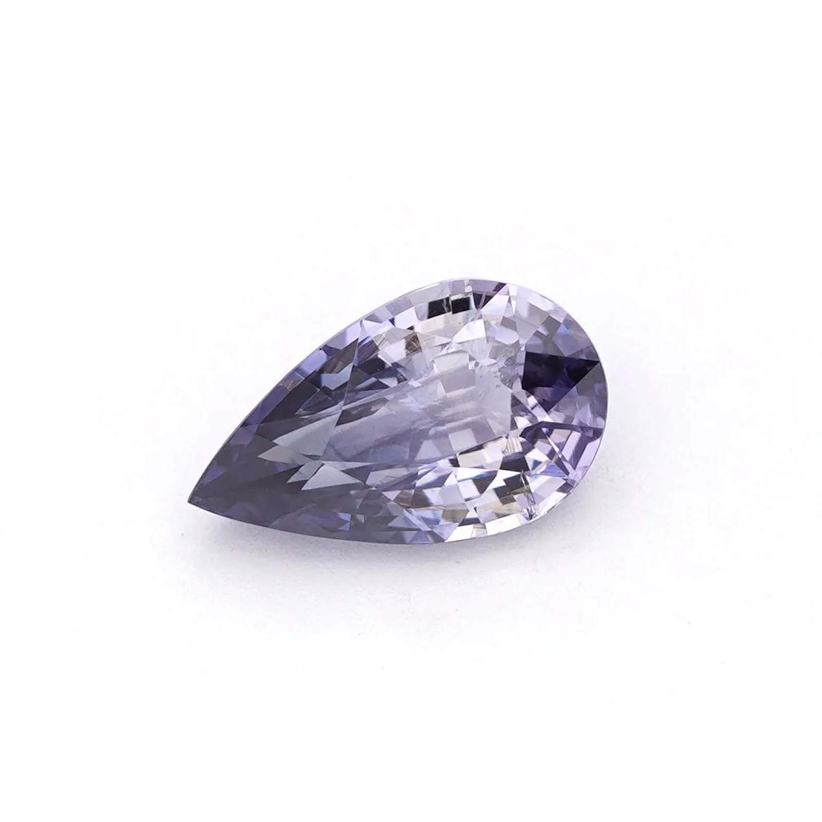 1.22 carat Pear Drop Shaped Unheated Bi Color Sapphire Purple and White Hue sapphire