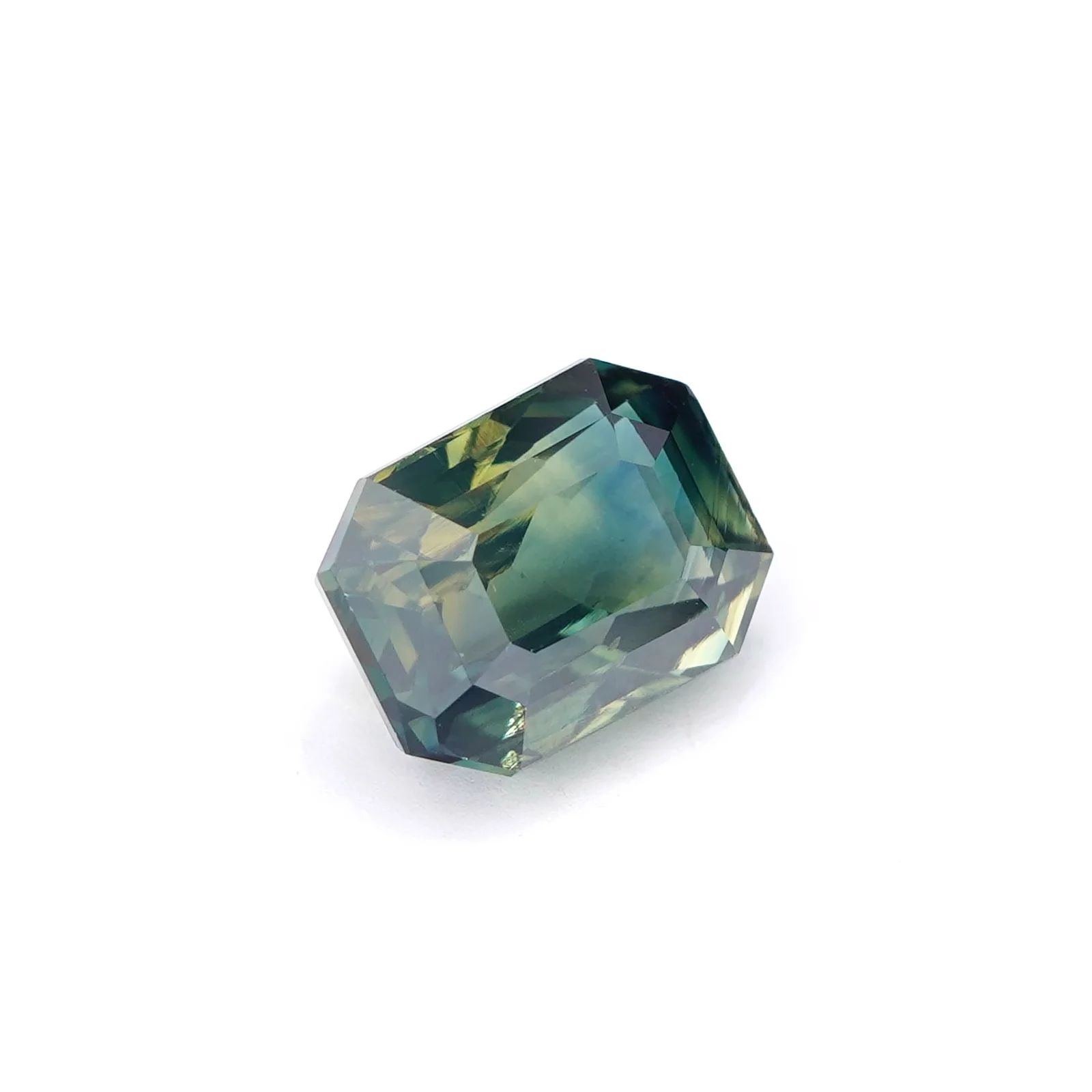 2.50ct Emerald Cut Bi Color Sapphire Green and Yellow sapphire image 2 of 10